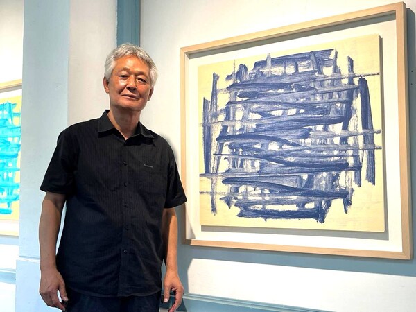 오는 31일까지 서해미술관에서 초대전을 진행 중인 김재선 화가는 70대 중반의 나이에도 왕성한 열정으로 엄청난 작업량을 자랑하고 있다.(선 긋기 놀이 70x60cm / Oil on Canvas 2020-2023 / 20호)