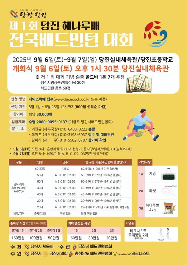 ▲당진해나루배 전국 배드민턴 대회 홍보 포스터. / 사진 당진시