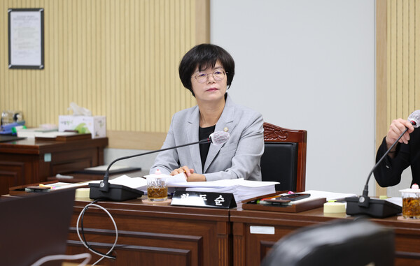 ▲한동순 청주시의원은 25일 행정사무감사에서 아동학대 전감공무원이 보건복지부 권고 기준 업무가 두 배에 달하지만 인력 충원이 없다고 지적하고 있다./청주시의의회